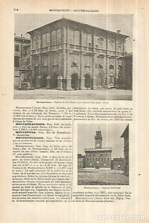 Otros art&iacute;culos de coleccionismo en papel: LAMINA ESPASA 28002: Palacio de San Natale en Montepulciano Italia - Varios