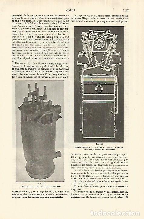 Otros art&iacute;culos de coleccionismo en papel: LAMINA ESPASA 28173: Cilindro del motor Mercedes de 260 HP - Varios