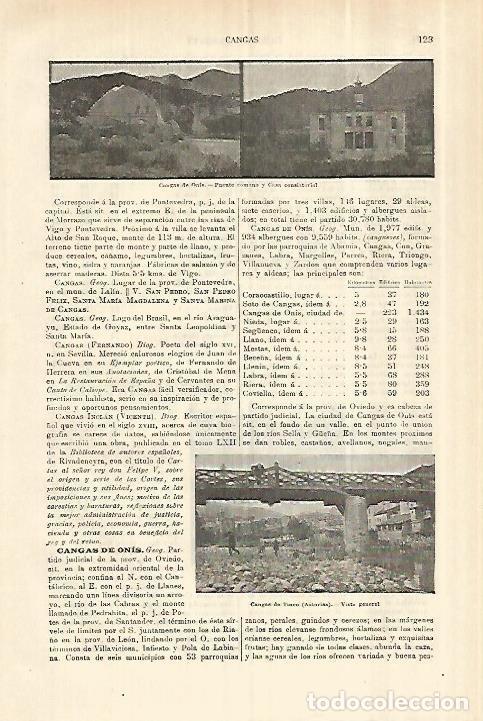 Otros art&iacute;culos de coleccionismo en papel: LAMINA ESPASA 28208: Vistas de Cangas de Onis Oviedo - Varios