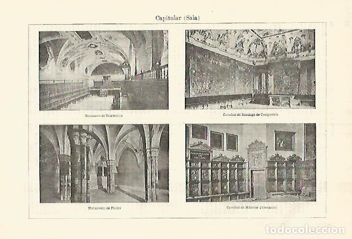 Otros art&iacute;culos de coleccionismo en papel: LAMINA ESPASA 28276: Sala Capitular de Salamanca Santiago de Compostela Monasterio de Piedra y Cated