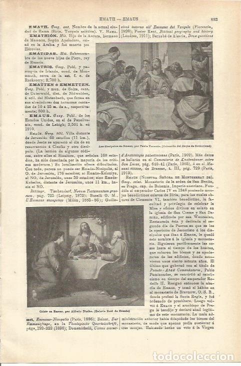 Otros art&iacute;culos de coleccionismo en papel: LAMINA ESPASA 35624: Los discipulos de Emaus, por Il Veronese - Varios
