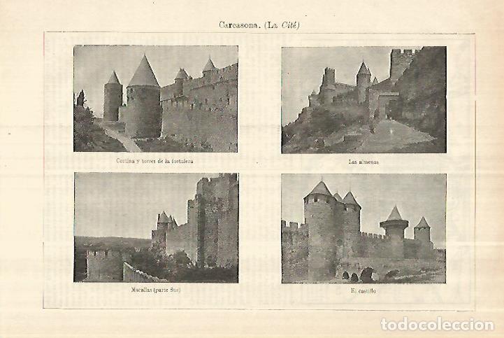 Otros art&iacute;culos de coleccionismo en papel: LAMINA ESPASA 28316: Vista de Carcassone Francia - Varios