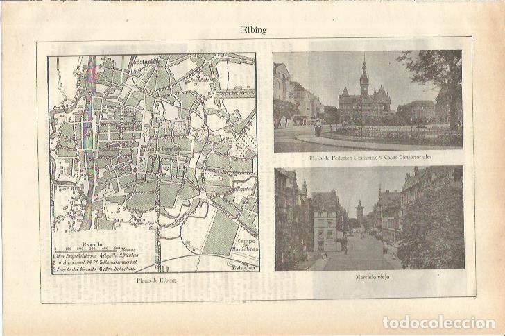 Otros art&iacute;culos de coleccionismo en papel: LAMINA ESPASA 35568: Plano y Palacio de Elbing, Polonia - Varios