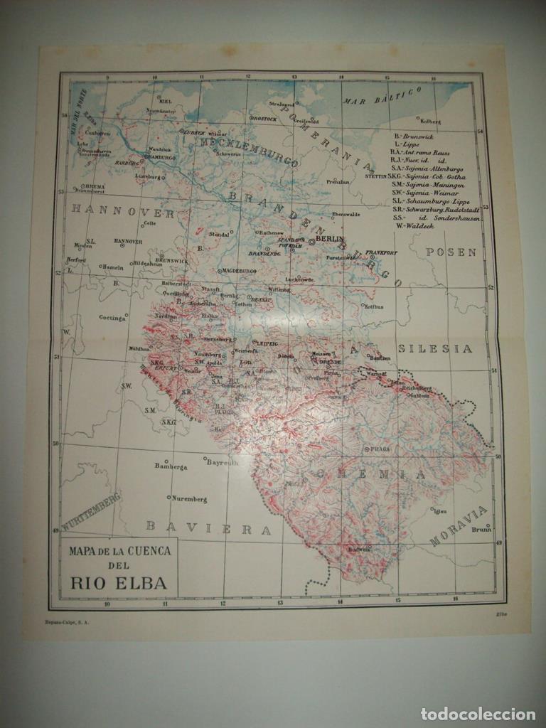 Otros art&iacute;culos de coleccionismo en papel: LAMINA ESPASA 35563: Mapa de la cuenca del rio Elba - Varios