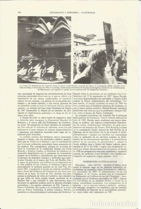 Otros art&iacute;culos de coleccionismo en papel: LAMINA ESPASA 35388: Fiestas del Bicentenario de Australia - Varios