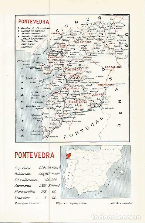 Otros art&iacute;culos de coleccionismo en papel: LAMINA ESPASA 10490: Mapa de la provincia de Pontevedra - Varios