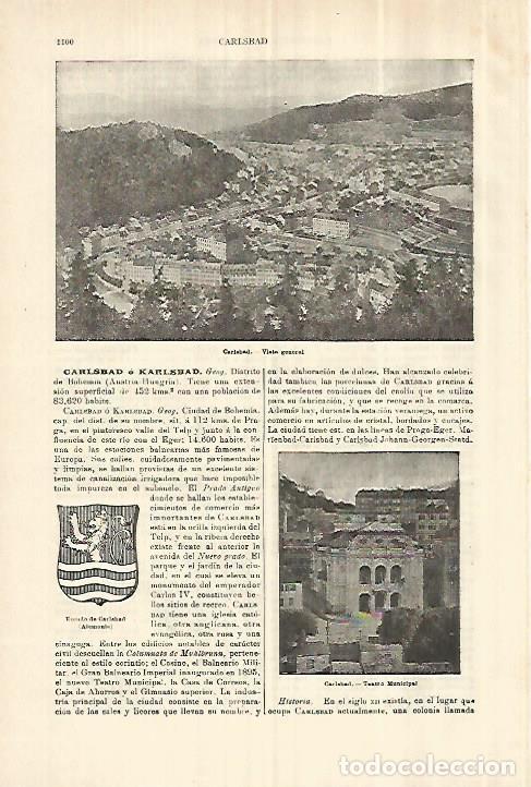 Otros art&iacute;culos de coleccionismo en papel: LAMINA ESPASA 28366: Vista de Carlsbad Austria - Varios