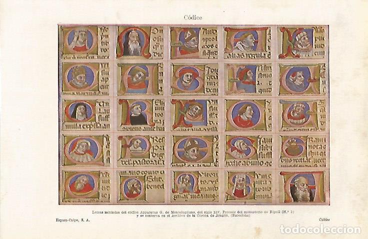 Otros art&iacute;culos de coleccionismo en papel: LAMINA ESPASA 28694: Letras del Codice G. De Montelugduno - Varios
