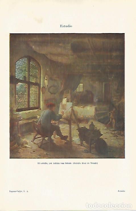 Otros art&iacute;culos de coleccionismo en papel: LAMINA ESPASA 16402: El estudio por Van Ostade - Varios