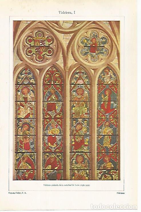 Otros art&iacute;culos de coleccionismo en papel: LAMINA ESPASA 28938: Vidriera de la Catedral de Leon del siglo XIII - Varios