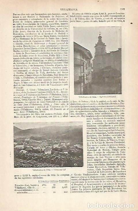 Otros art&iacute;culos de coleccionismo en papel: LAMINA ESPASA 29064: Iglesia de Vilafranca de Oria Guipuzcoa - Varios