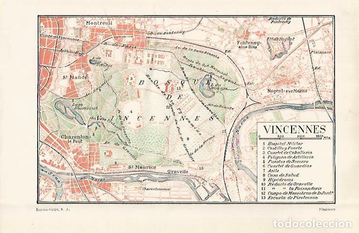 Otros art&iacute;culos de coleccionismo en papel: LAMINA ESPASA 29147: Plano de Vincennes Francia - Varios