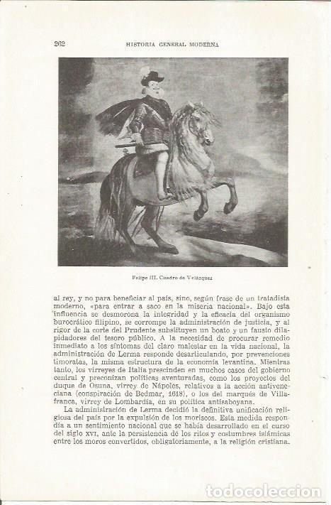 Otros art&iacute;culos de coleccionismo en papel: LAMINA 23858: Felipe III, por Velazquez - Jaime Vicens Vives