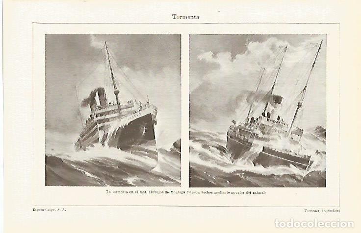 Otros art&iacute;culos de coleccionismo en papel: LAMINA ESPASA 29224: LA tormenta en el mar dibujos de Montagu Dawson - Varios