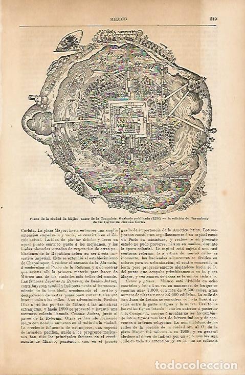 Otros art&iacute;culos de coleccionismo en papel: LAMINA ESPASA 11563: Plano de la ciudad de Mexico de 1524 - Varios