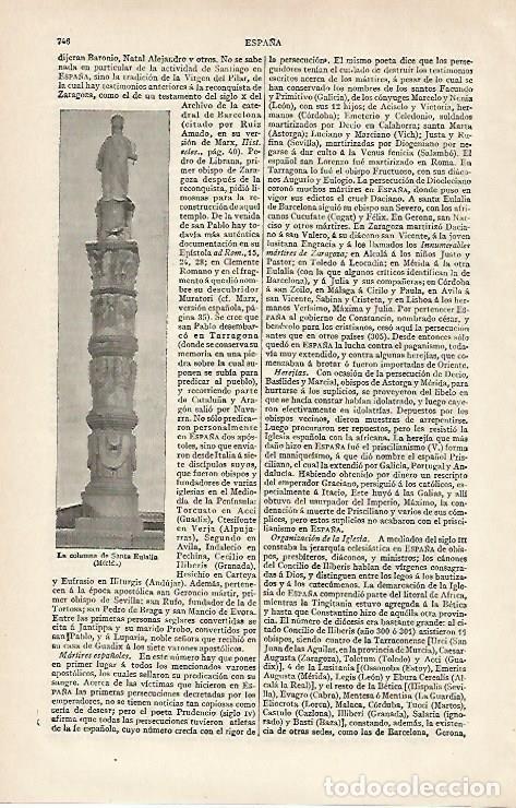 Otros art&iacute;culos de coleccionismo en papel: LAMINA ESPASA 19900: Columna de Santa Eulalia de Merida - Varios