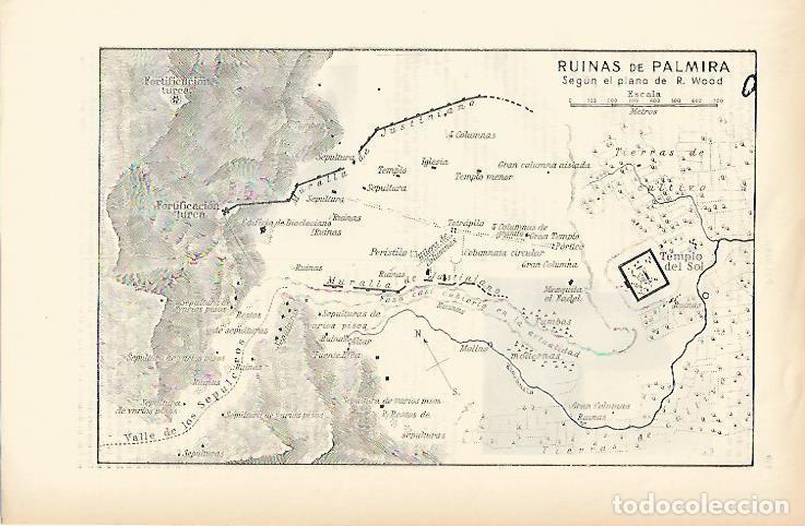 Otros art&iacute;culos de coleccionismo en papel: LAMINA ESPASA 1478: Mapa de las ruinas de Palmira Siria - Varios Autores