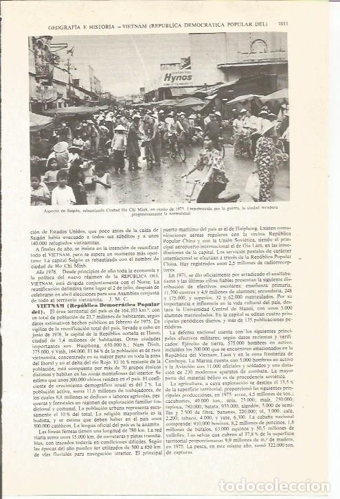 Otros art&iacute;culos de coleccionismo en papel: LAMINA ESPASA 36167: Vista de Saigon, Vietnam - Varios