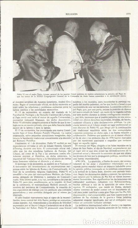 Otros art&iacute;culos de coleccionismo en papel: LAMINA ESPASA 36226: Pablo VI con el padre Arrupe, general de los jesuitas - Varios