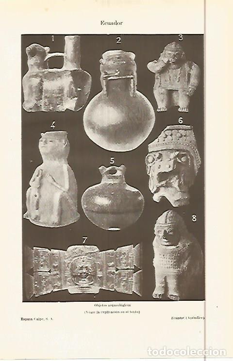 Otros art&iacute;culos de coleccionismo en papel: LAMINA ESPASA 29623: Objetos arqueologicos de Ecuador - Varios
