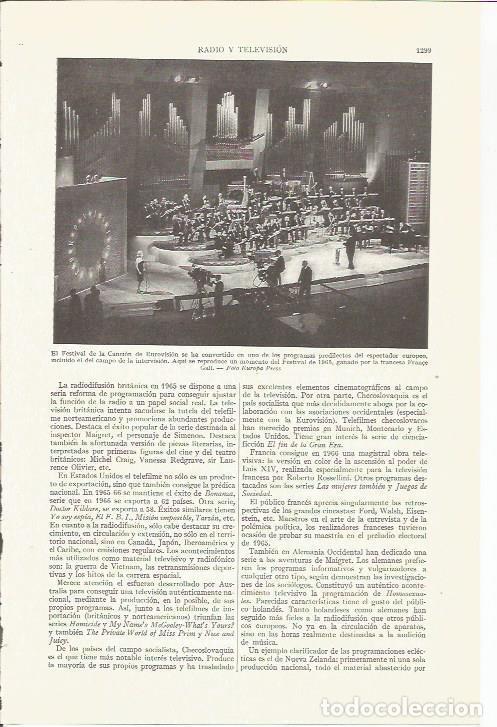 Otros art&iacute;culos de coleccionismo en papel: LAMINA ESPASA 35934: Festival de la Cancion de Eurovision de 1965 - Varios