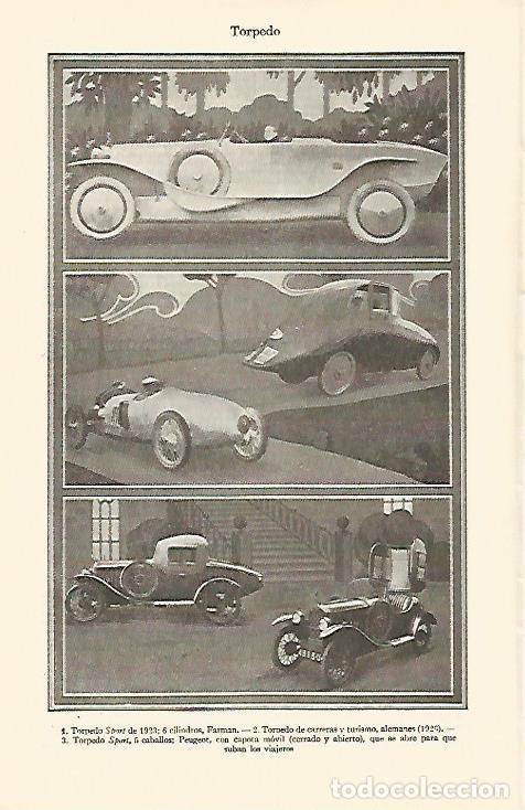 Otros art&iacute;culos de coleccionismo en papel: LAMINA ESPASA 1350: Coches torpedo - Varios Autores