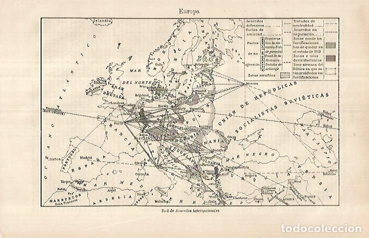 Otros art&iacute;culos de coleccionismo en papel: LAMINA ESPASA 29691: Mapa de Europa de la red de Acuerdos Internacionales - Varios