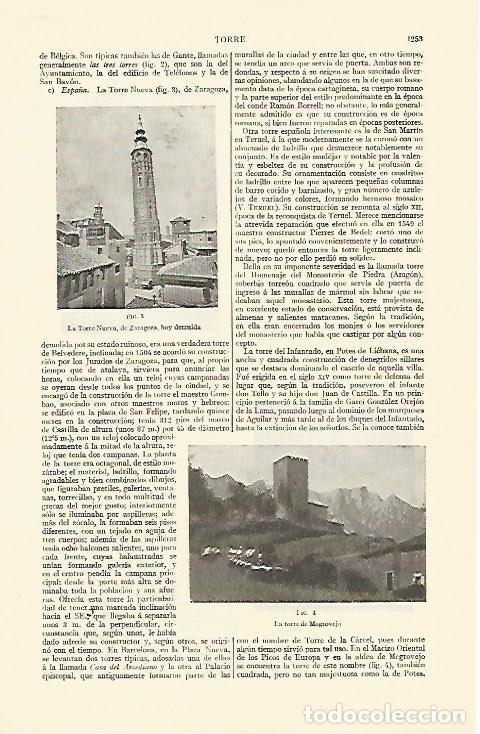 Otros art&iacute;culos de coleccionismo en papel: LAMINA ESPASA 1352: Torre Nueva Zaragoza hoy desaparecida - Varios Autores