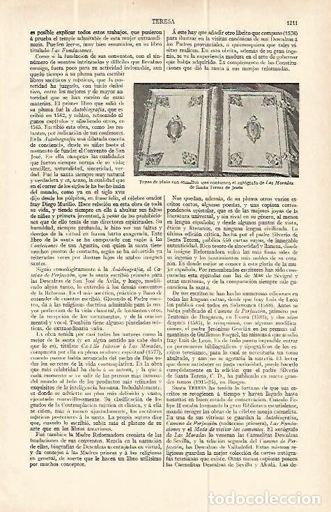 Otros art&iacute;culos de coleccionismo en papel: LAMINA ESPASA 13862: Tapas de plata con el autografo de Santa Teresa de Jesus - Varios