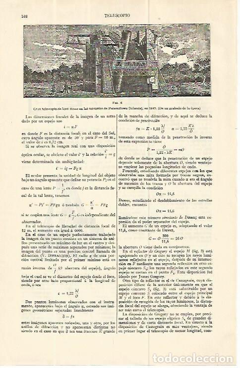 Otros art&iacute;culos de coleccionismo en papel: LAMINA ESPASA 13765: Telescopio de Lord Rosse en Irlanda - Varios
