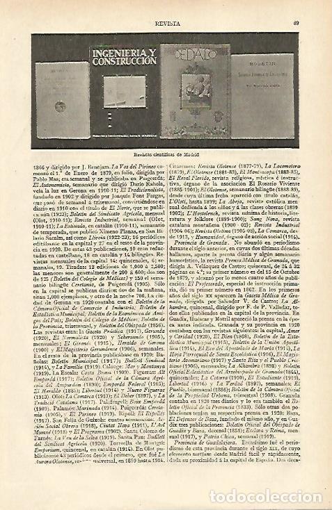 Otros art&iacute;culos de coleccionismo en papel: LAMINA ESPASA 13543: Revistas cientificas de Madrid - Varios