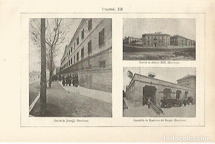 Otros art&iacute;culos de coleccionismo en papel: LAMINA ESPASA 29809: Cuartel de Jaime I de Alfonso XIII y de Bomberos en Barcelona - Varios