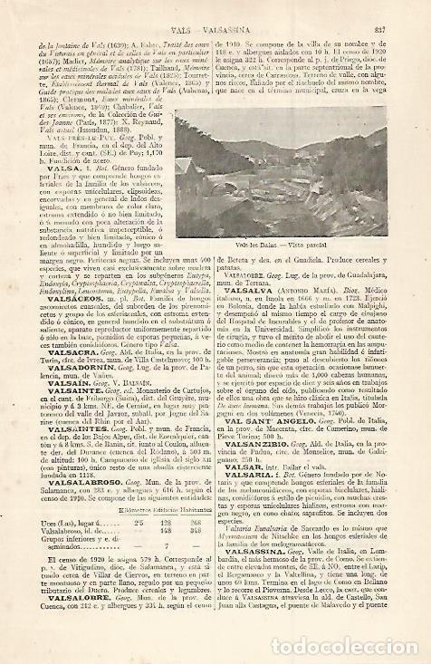 Otros art&iacute;culos de coleccionismo en papel: LAMINA ESPASA 30063: Vista de Vals les Bains Francia - Varios