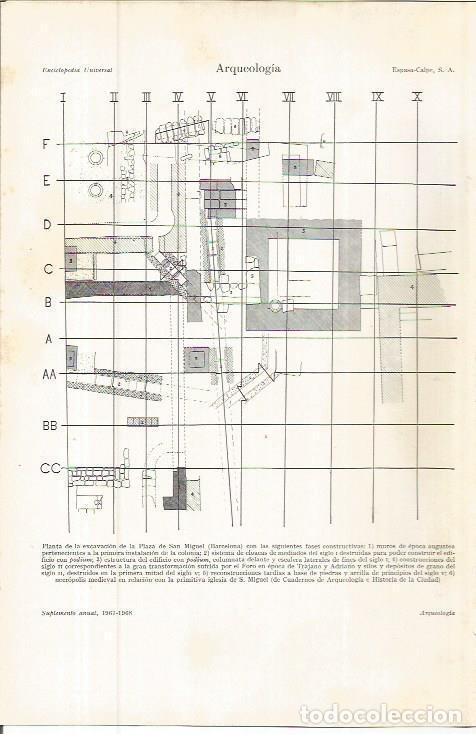 Otros art&iacute;culos de coleccionismo en papel: LAMINA ESPASA 36690: Planta de la excavacion de la Plaza Sant Miquel de Barcelona - Varios