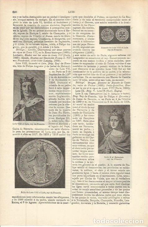 Otros art&iacute;culos de coleccionismo en papel: LAMINA ESPASA 36267: Luis VIII el Leon y Luis X el Testarado - Varios