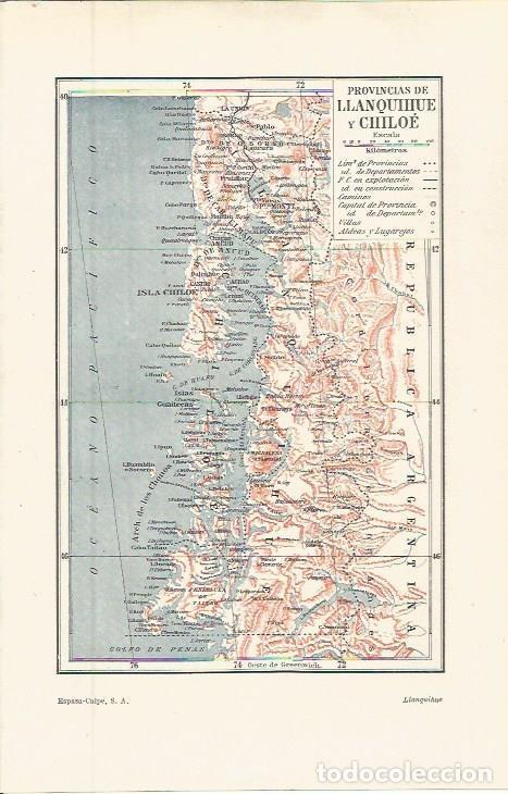 Otros art&iacute;culos de coleccionismo en papel: LAMINA ESPASA 36362: Mapa de las provincias de Llanquihue y Chiloe, Argentina - Varios