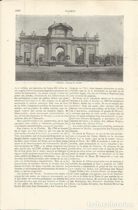 Otros art&iacute;culos de coleccionismo en papel: LAMINA ESPASA 36447: Puerta de Alcala en Madrid - Varios