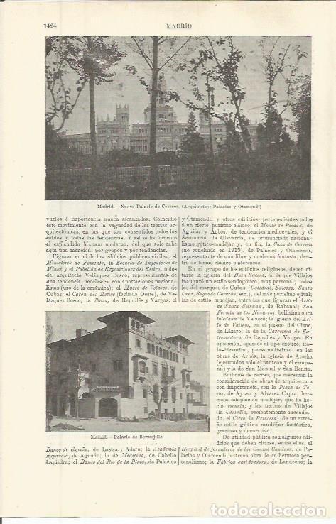 Otros art&iacute;culos de coleccionismo en papel: LAMINA ESPASA 36451: Palacio de Correos y Palacio de Bermejilio en Madrid - Varios