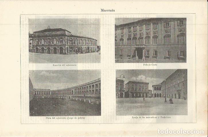 Otros art&iacute;culos de coleccionismo en papel: LAMINA ESPASA 36394: Vistas de Macerata, Italia - Varios