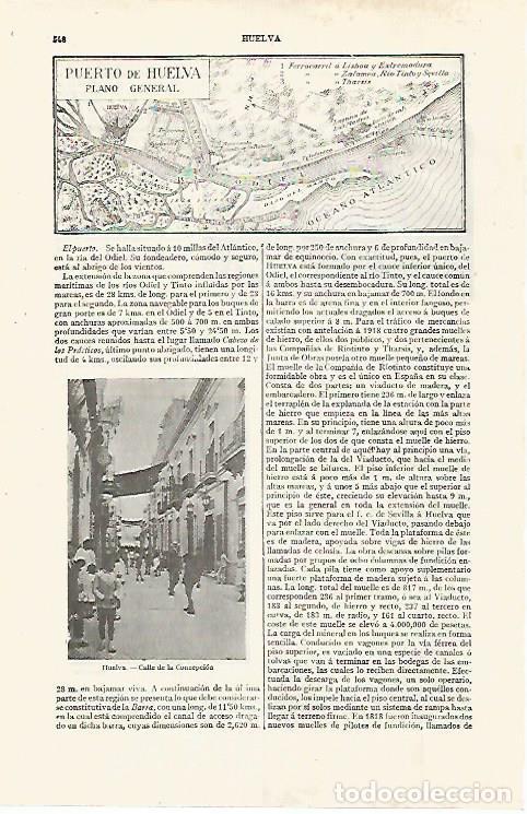 Otros art&iacute;culos de coleccionismo en papel: LAMINA ESPASA 30265: Plano del Puerto de Huelva - Varios