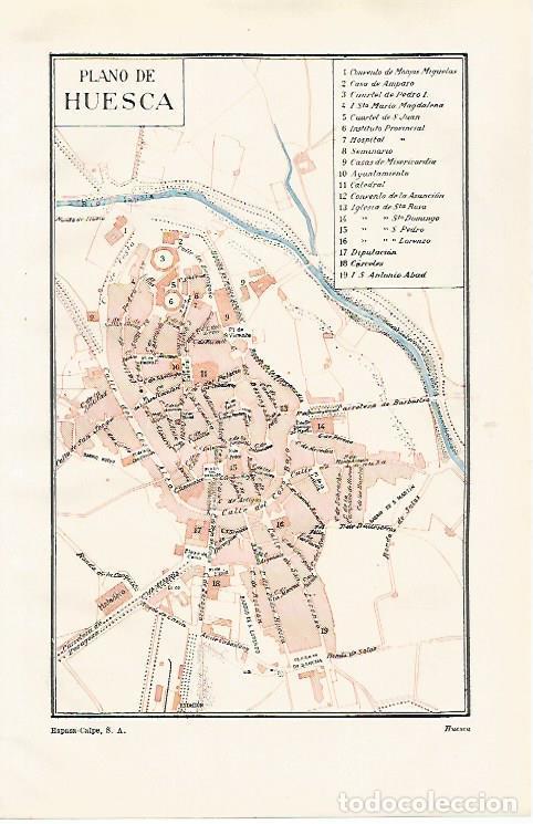 Otros art&iacute;culos de coleccionismo en papel: LAMINA ESPASA 30273: Plano de Huesca - Varios