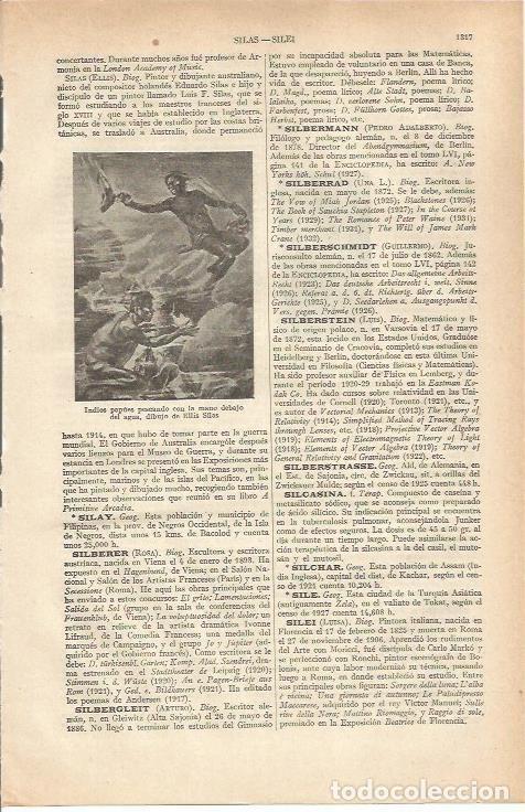 Otros art&iacute;culos de coleccionismo en papel: LAMINA ESPASA 37074: Indios papues pescando, dibujo de Ellis Silas - Varios