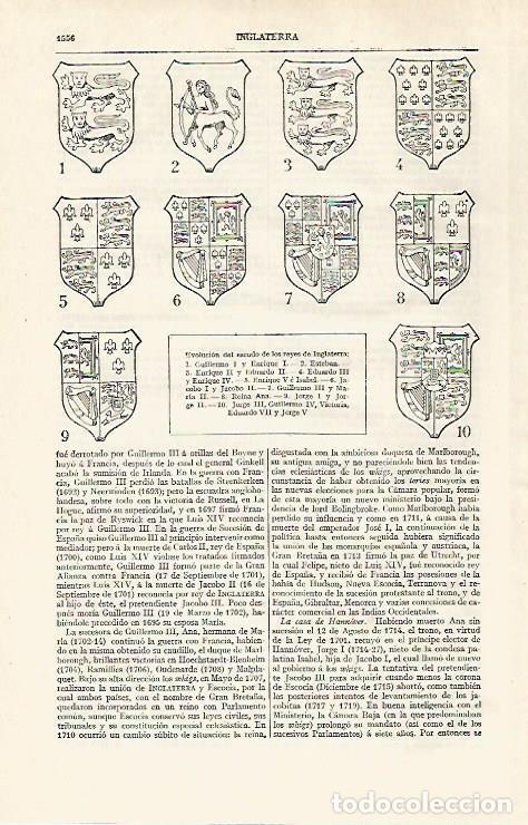 Otros art&iacute;culos de coleccionismo en papel: LAMINA ESPASA 30396: Escudos de los reyes de Inglaterra - Varios