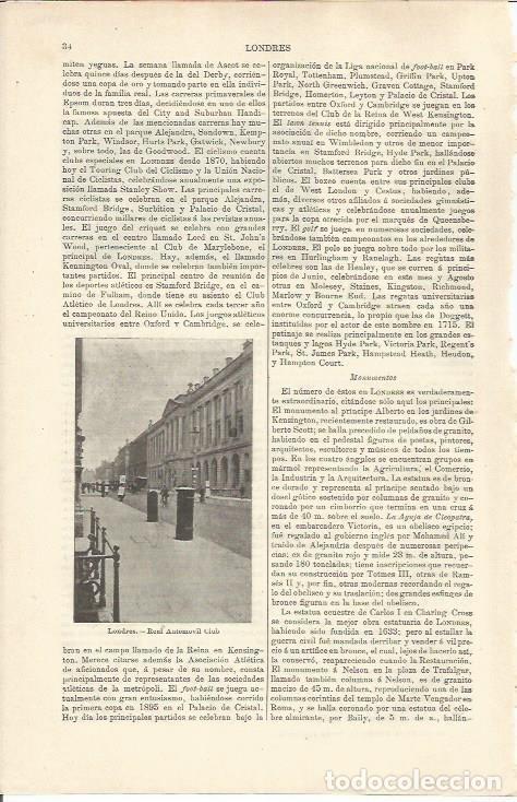 Otros art&iacute;culos de coleccionismo en papel: LAMINA ESPASA 37123: Real Automovil Club de Londres - Varios