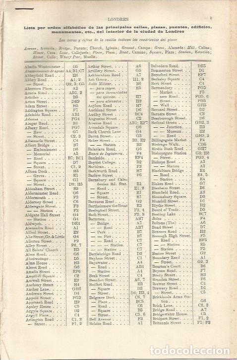 Otros art&iacute;culos de coleccionismo en papel: LAMINA ESPASA 37113: Lista de las calles de Londres - Varios