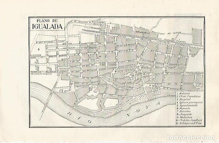 Otros art&iacute;culos de coleccionismo en papel: LAMINA ESPASA 30322: Plano de Igualada Barcelona - Varios
