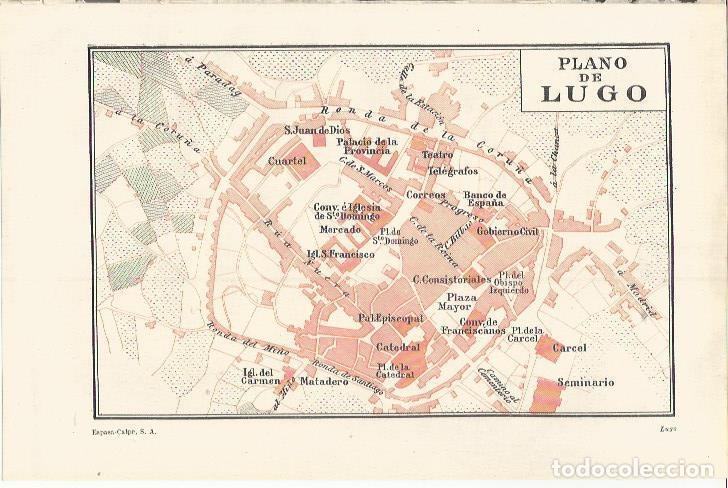 Otros art&iacute;culos de coleccionismo en papel: LAMINA ESPASA 37259: Plano de Lugo - Varios