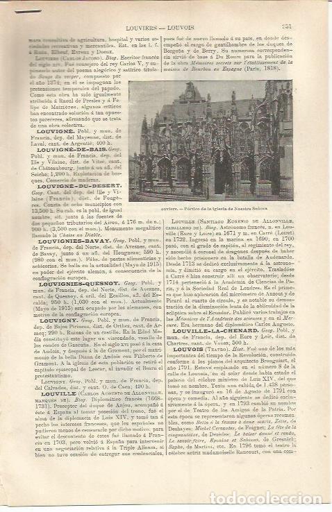 Otros art&iacute;culos de coleccionismo en papel: LAMINA ESPASA 37197: Iglesia de Nuestra Se&ntilde;ora de Louviers, Francia - Varios