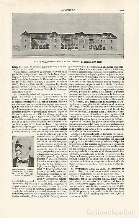 Otros art&iacute;culos de coleccionismo en papel: LAMINA ESPASA 30378: Escuela de Ingeniereos de Montes de San Lorenzo de El Escorial - Varios
