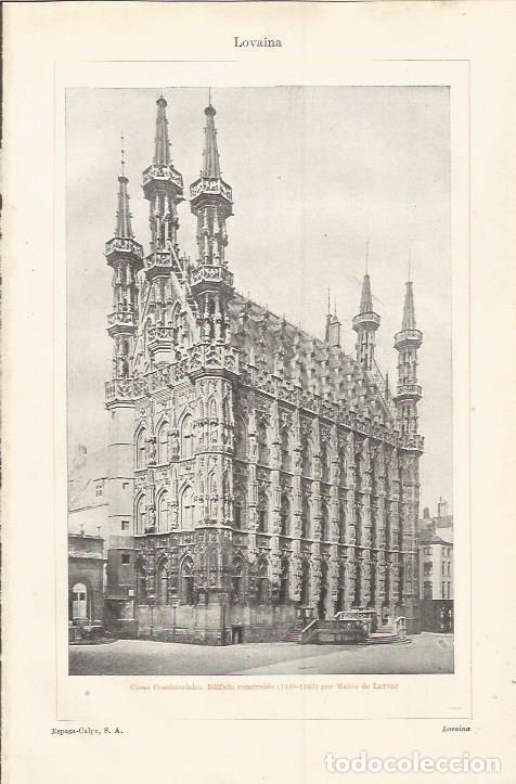 Otros art&iacute;culos de coleccionismo en papel: LAMINA ESPASA 37207: Ayuntamiento de Lovaina, Belgica - Varios